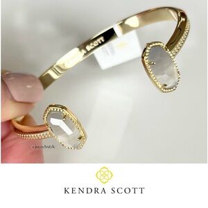 Kendra Scott Elton Gold Cuff Bracelet Slate Gray Opalite Illusion Stone NWT